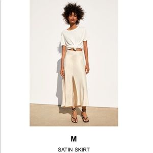Zara Cream Satin Skirt - NWT!